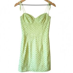 Blue Blush Mint Green Floral Eyelet Mini Dress Small